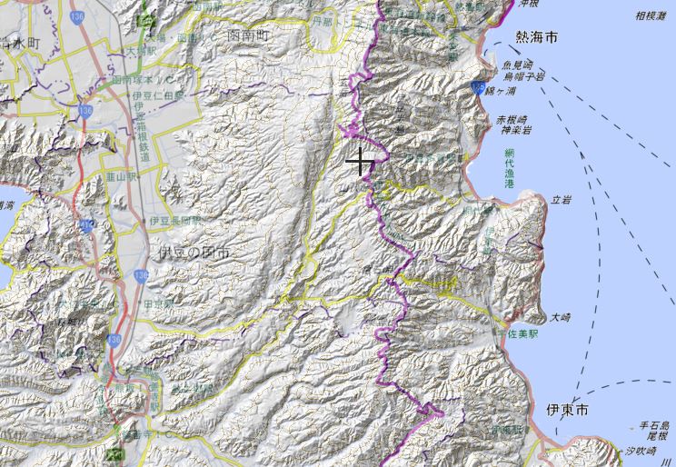 伊豆半島地形図（部分）