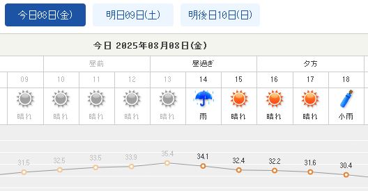 tenki.jp の一時間天気予報