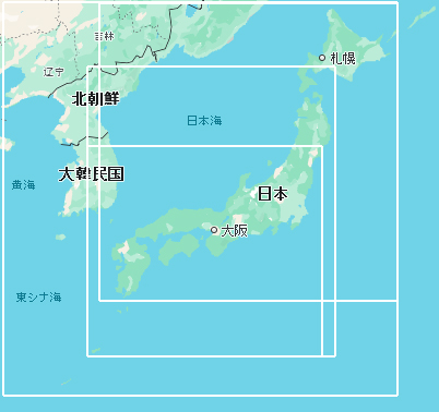 日本の東西南北はほぼ等しい