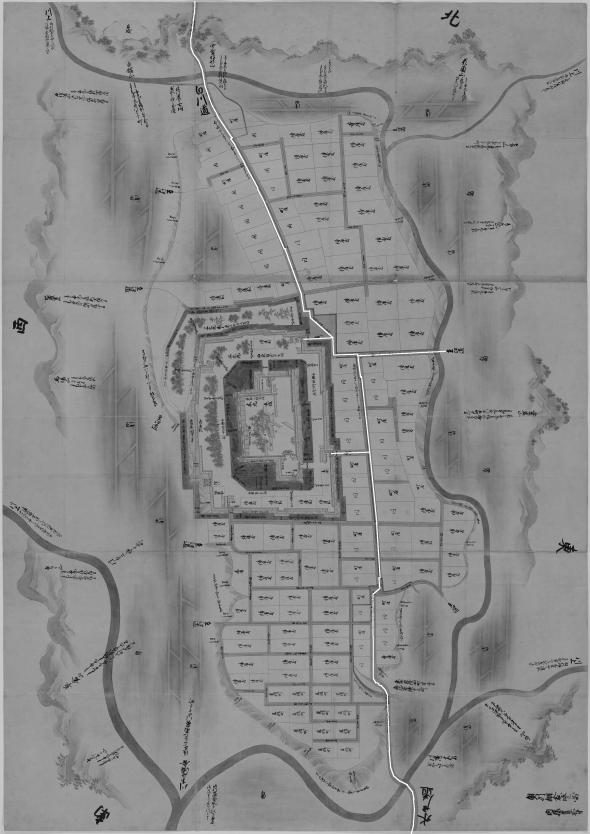 正保城絵図　本道可視化　棚倉