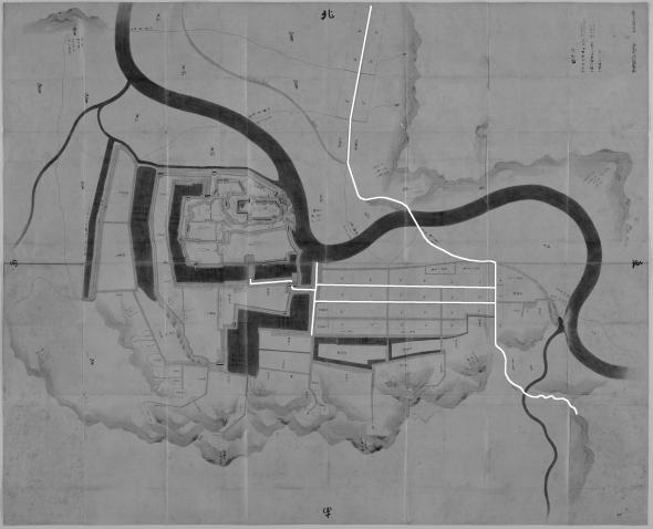 正保城絵図　本道可視化　大洲