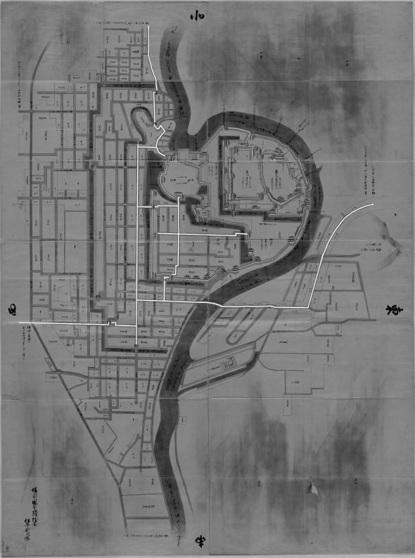 正保城絵図　本道可視化　岡山