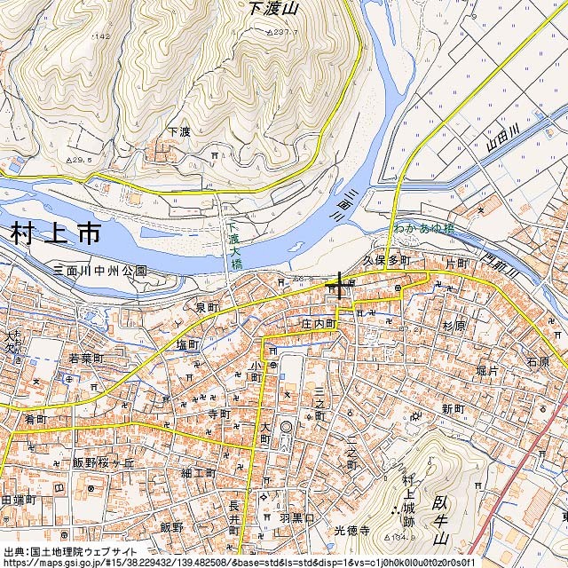 越後村上城　地理院地図