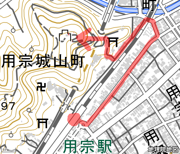 用宗駅から持船城まで