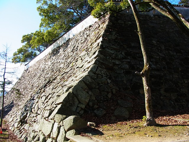  岡山城　変形した石垣 