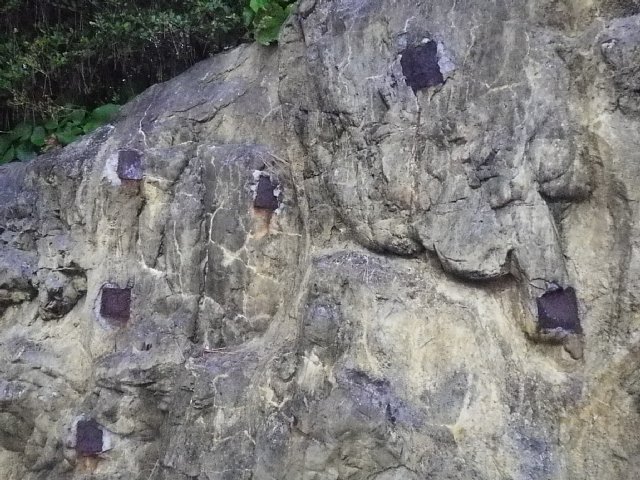  浦戸台場近くの鉄骨が埋め込まれた岩 