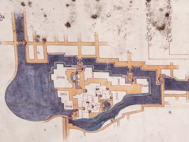 福岡城　石垣修復依頼を幕府に出した時の城図